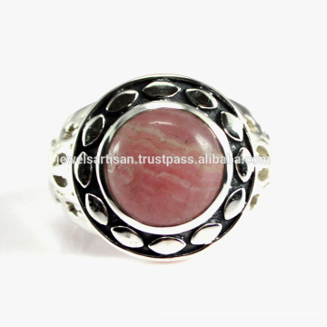 Beautiful Rhodochrosite Gemstone 925 Sterling Silver Ring Jewelry